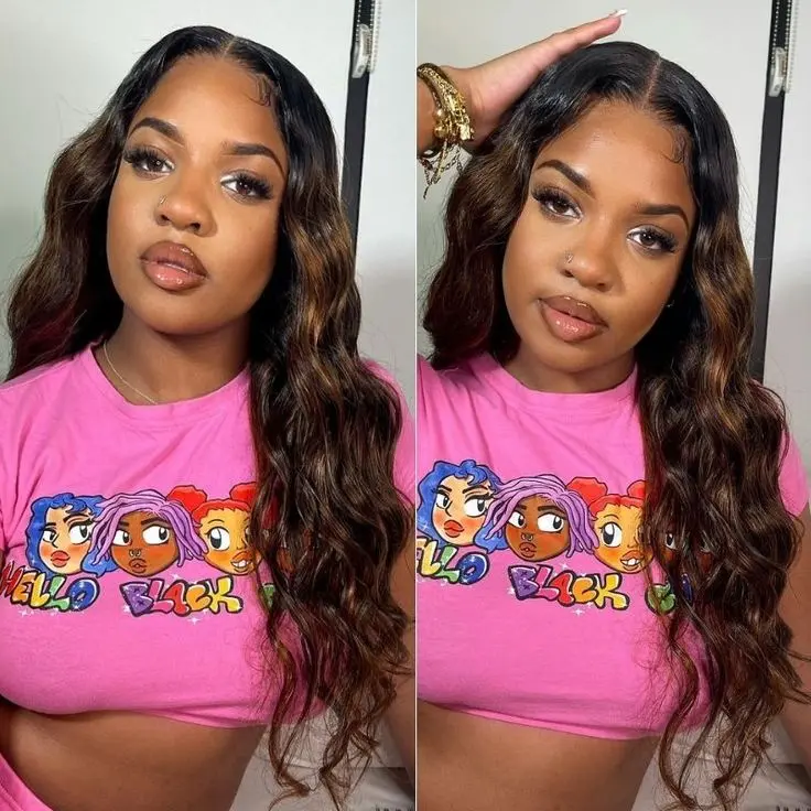U Part Wig Ombre Colored Body Wave Human Hair UBW2 - Image 4