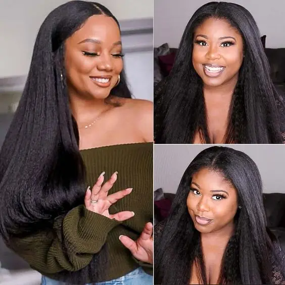 U Part Wig Yaki Straight Human Hair UYS-1 - Image 2