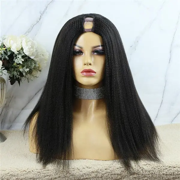 U Part Wig Yaki Straight Human Hair UYS-1 - Image 3