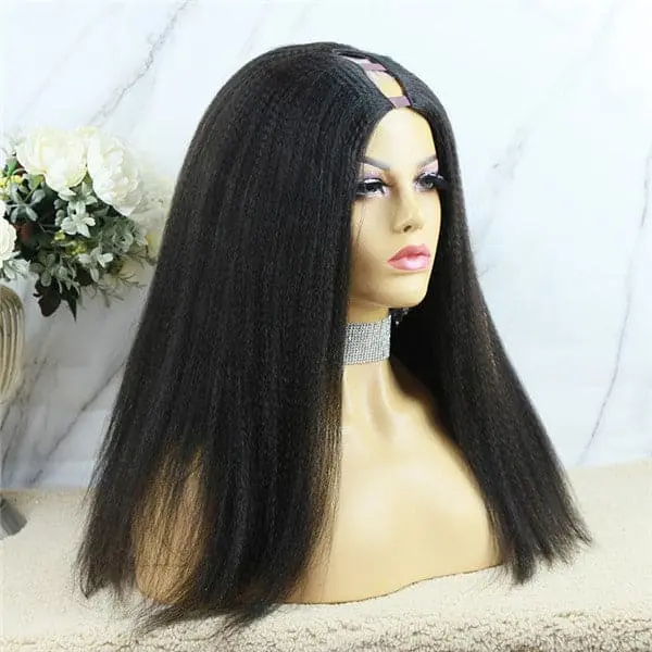 U Part Wig Yaki Straight Human Hair UYS-1 - Image 4
