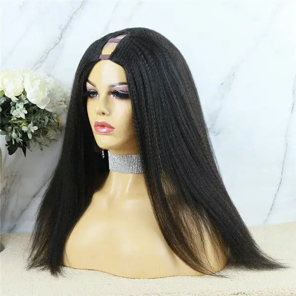 U Part Wig Yaki Straight Human Hair UYS-1 - Image 5
