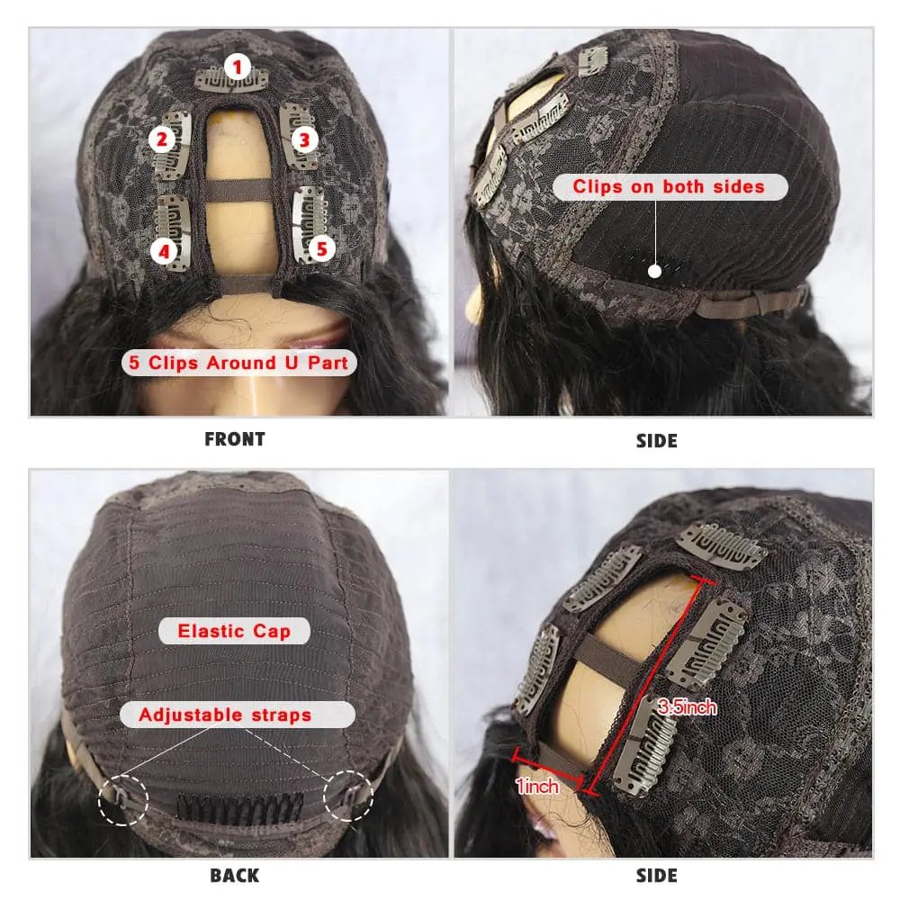 U Part Wig Yaki Straight Human Hair UYS-1 - Image 9