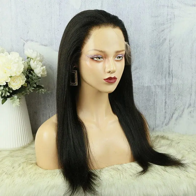 Undetectable Clear Lace Melt Skin light Yaki Straight 13x6 Lace Front Wig HDYS136 - Image 5