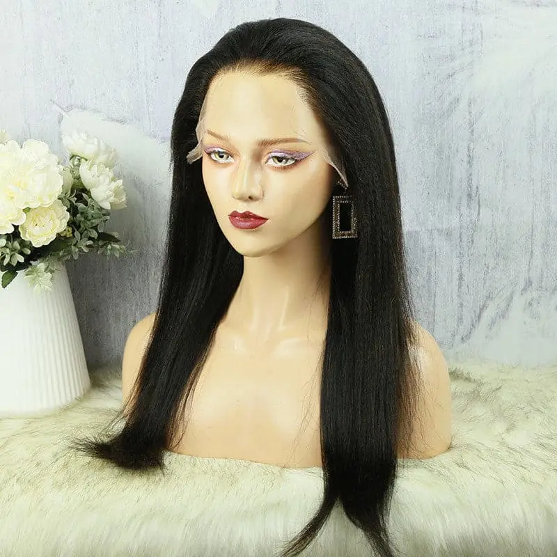 Undetectable Clear Lace Melt Skin light Yaki Straight 13x6 Lace Front Wig HDYS136 - Image 6
