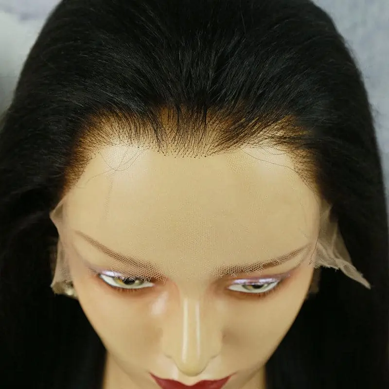 Undetectable Clear Lace Melt Skin light Yaki Straight 13x6 Lace Front Wig HDYS136 - Image 7