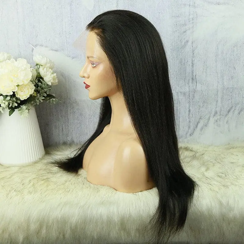 Undetectable Clear Lace Melt Skin light Yaki Straight 13x6 Lace Front Wig HDYS136 - Image 8