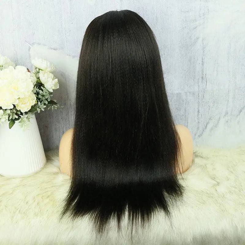 Undetectable Clear Lace Melt Skin light Yaki Straight 13x6 Lace Front Wig HDYS136 - Image 9