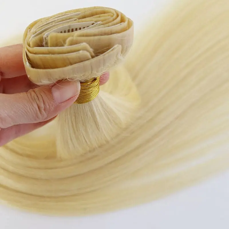 613 Blonde 7 Parts/Set Seamless Clip Human Hair Clip In Extensions - Image 4