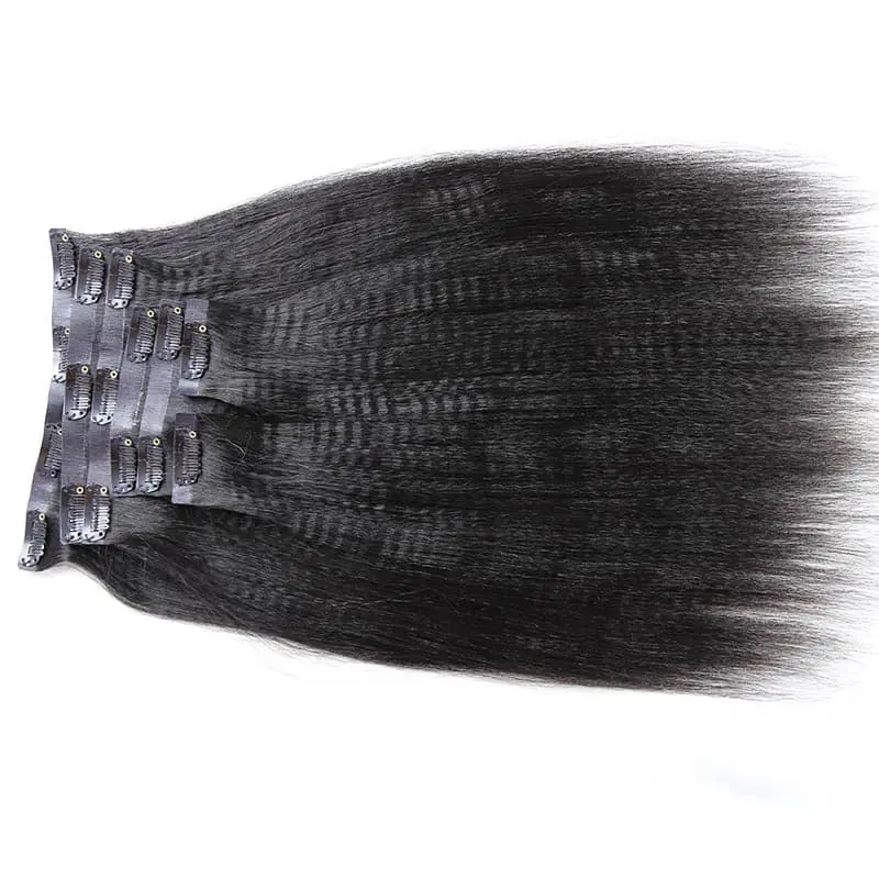 Seamless Clip-In Human Hair Extensions Yaki Straight - Image 3