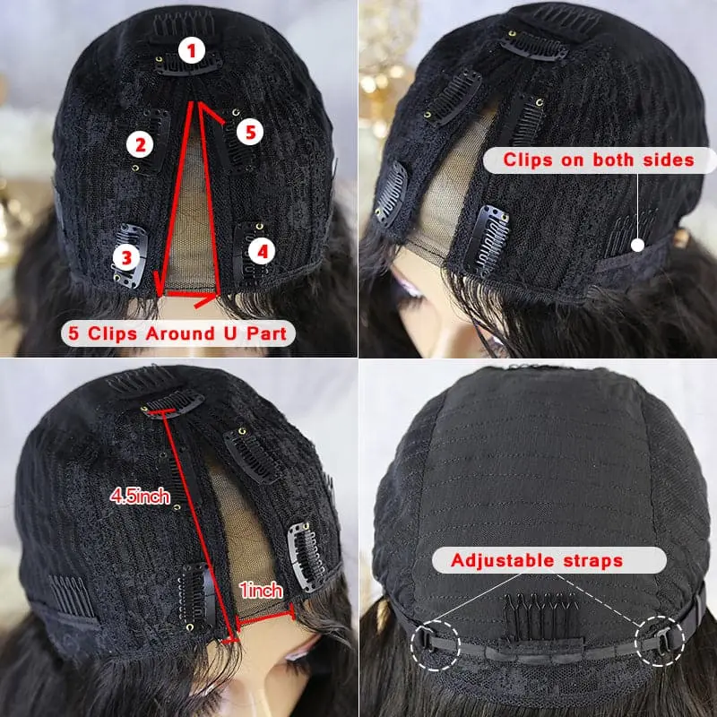 V Part No leave Out Wig Silk Straight Human Hair VST-N2 - Image 4