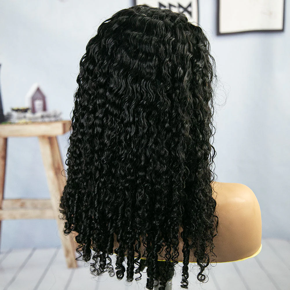 Water Burmese Curly 3/4 Half Wig Drawstring Flip Over Human Hair Wig - Image 5