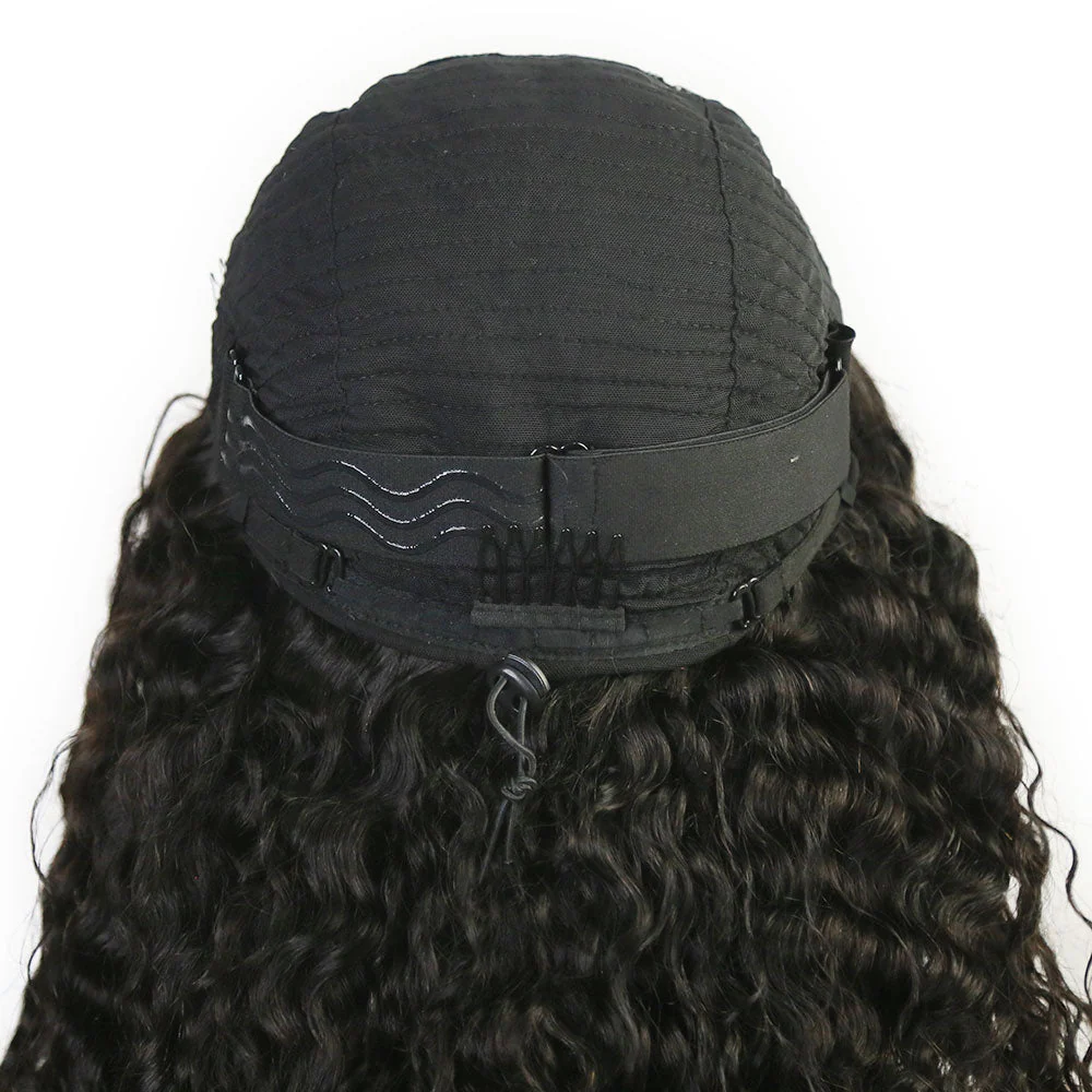 Water Burmese Curly 3/4 Half Wig Drawstring Flip Over Human Hair Wig - Image 6