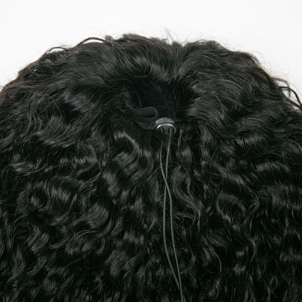 Water Burmese Curly 3/4 Half Wig Drawstring Flip Over Human Hair Wig - Image 7