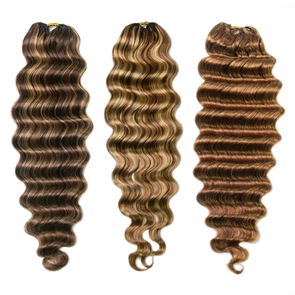 Wholesale-50 Strands Colored Loose Deep Wave Lightweight Crochet Human Hair