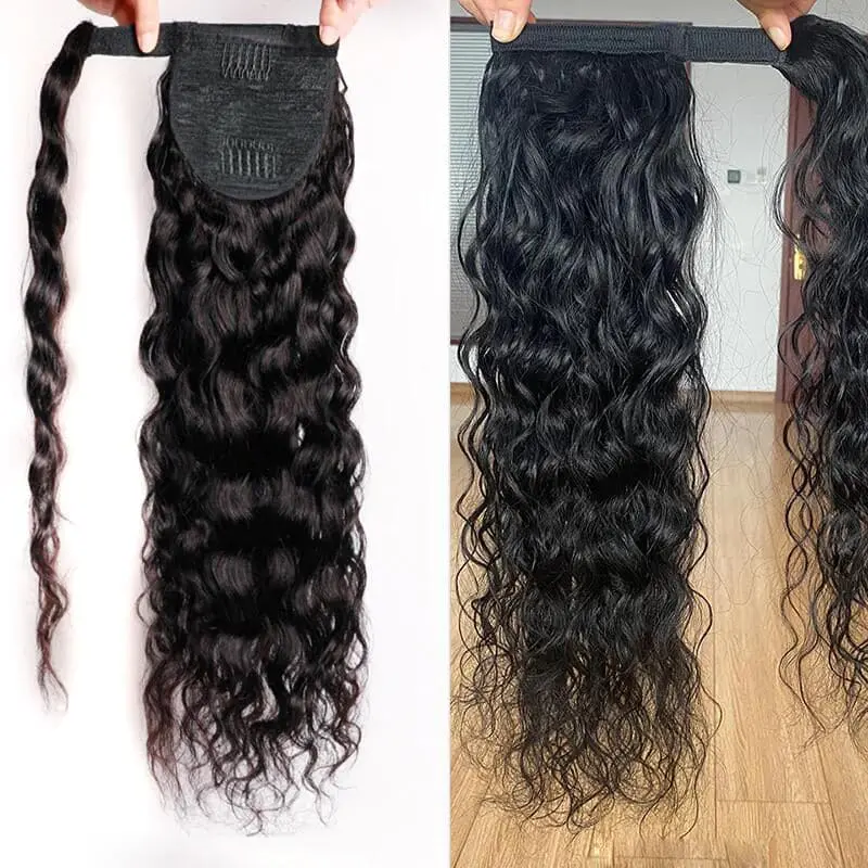 Wrap Around Ponytail Water Wave Brazilian Human Hair - Image 3