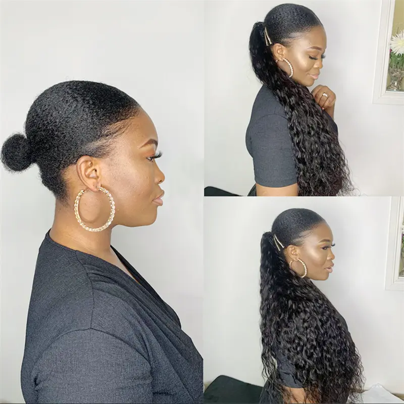 Wrap Around Ponytail Water Wave Brazilian Human Hair - Image 5